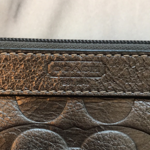 Coach Y2K Metallic Logo Leather Wristlet - Picture 2 of 8